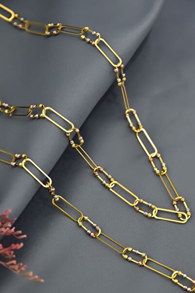 Sinsirella 925 Ayar Gümüş Gold Kaplama Tasarım Üç Renk Dorika Toplu Ataç Koly...