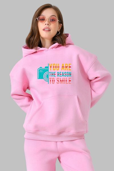 MONO COLLECTİON Unisex Φούτερ με κουκούλα με κανονική εφαρμογή, μακρυμάνικο Smile, φούτερ με κουκούλα, βαμβακερό