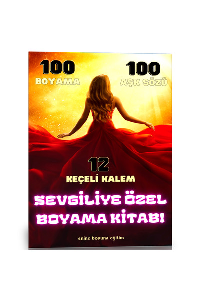 Enine Boyuna Eğitim كتاب تلوين خاص للحبيب (100 لوحة - 100 كلمة حب)