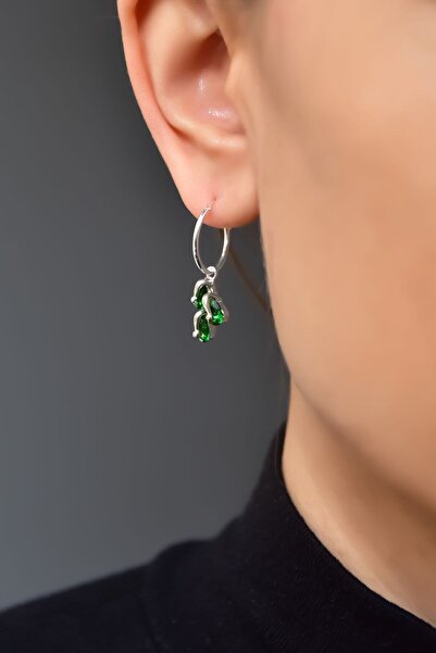 Sinsirella 925 Ayar Gümüş Rodyum Kaplama Mayıs Ayı Doğum Taşlı Kübik Drop Küpe