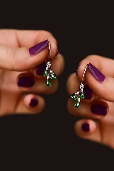 Sinsirella 925 Ayar Gümüş Rodyum Kaplama Mayıs Ayı Doğum Taşlı Kübik Drop Küpe