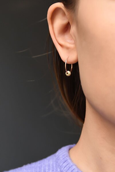 Sinsirella 925 Ayar Gümüş 2 Renk Dorika Toplu Halka Küpe Tekli