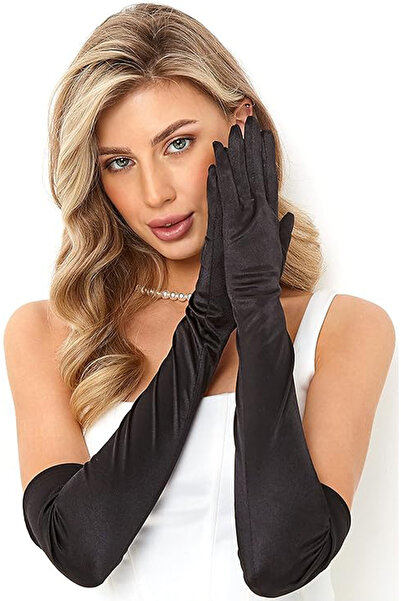 Hayalperest boncuk Long Satin Bridal Gloves For Women Wedding Henna Night Gloves Red