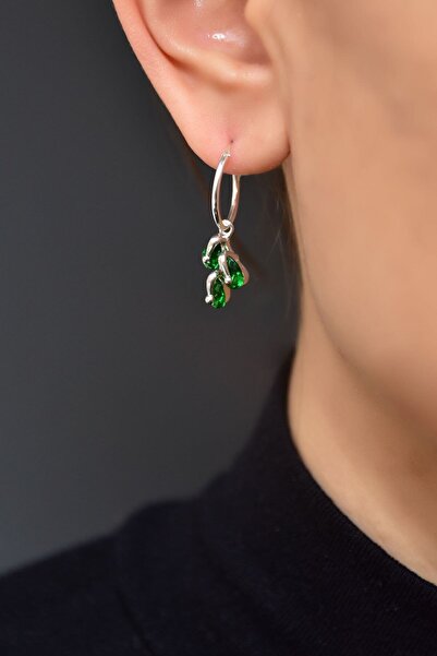 Sinsirella 925 Ayar Gümüş Rodyum Kaplama Mayıs Ayı Doğum Taşlı Kübik Drop Küpe