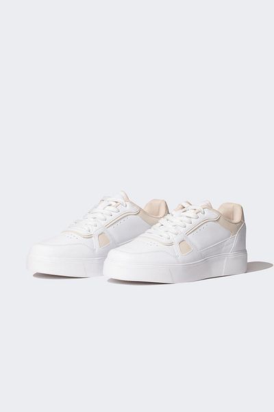 DeFacto Women's Flat Sole Lace-Up Faux Leather Sneakers B9720axns