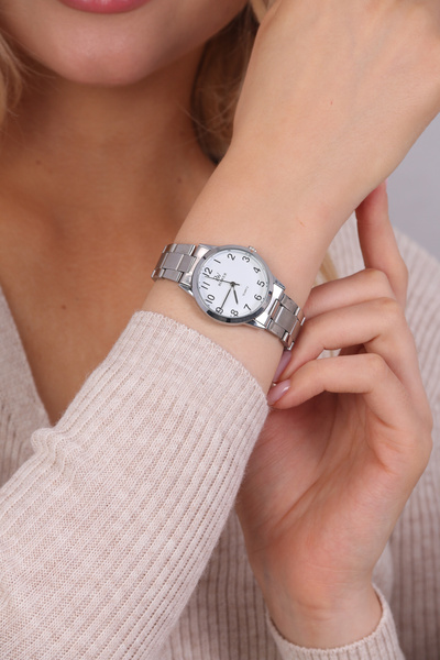 pierrose Gümüş Çelik Kordon Rakamlı Klasik Kadın Kol Saati