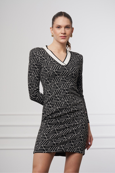 UTOPIAN V Yaka Örme Mini Elbise