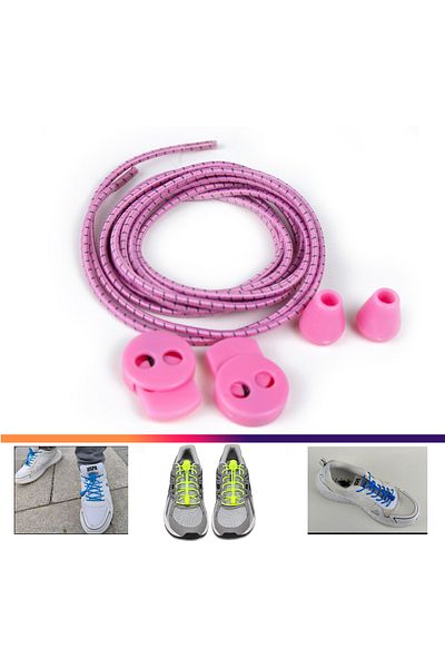 AiryFooT Smart Laces, Practical Elastic Shoelaces 100 Cm (Pink Striped)