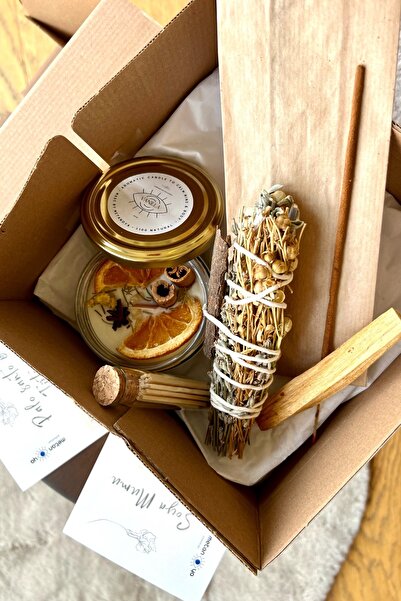 Genel Markalar Calm Your Mind & Body: Set 2 (soy Wax Mum & Palo Santo & Ritüe...