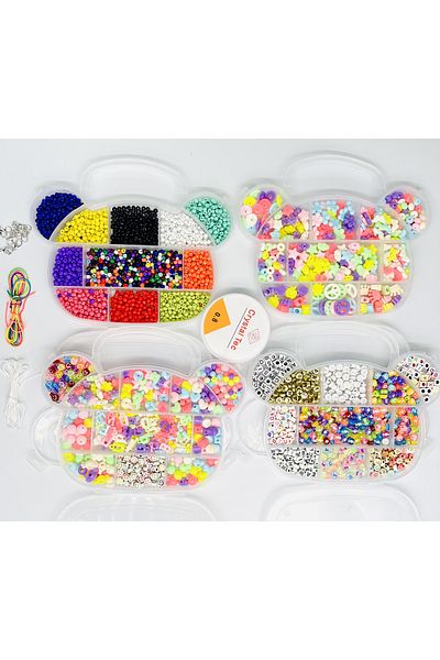 yiğit aksesuar Σετ κατασκευής κοσμημάτων Mega Hobby Beads με κουτί 4 αρκουδάκια