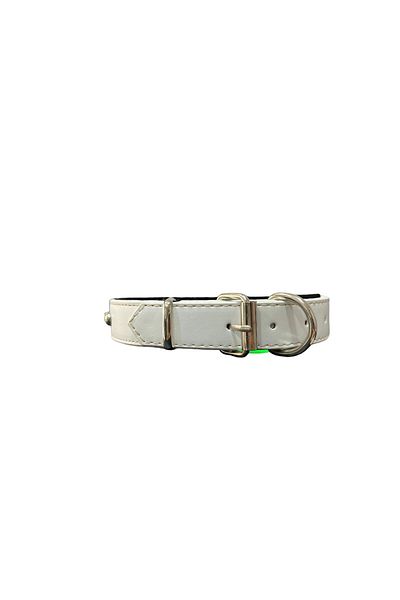 Glipet طوق كلب ذو ملمس ناعم باللون الأبيض مقاس 2.5 × 50 سم