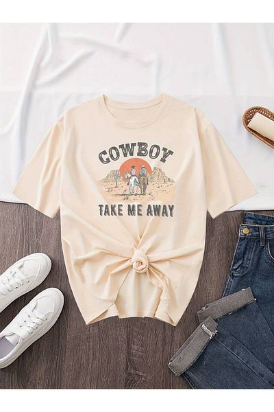 NOFLEN Μπλουζάκι Unisex Ccowboy με στάμπα Oversize 100% βαμβάκι