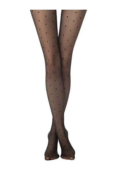MİSTİRİK Sorano Model DOT Pattern Tightening Thin Socks Pantyhose Black Color