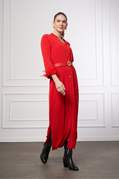 UTOPIAN Otriş Detaylı V Yaka Elbise