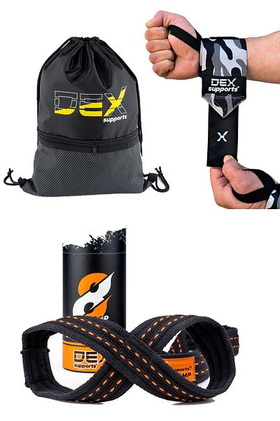 Dex Supports Lasting Energy Camouflage Wrist Wraps Figure 8 Loop Lifting Straps Sackpack Set of 3