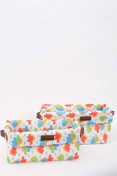 INTER Z Horose Multi-purpose Children's Room Basket Set 2 Pieces Basket with Dinosaur Pattern