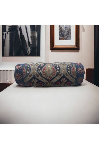 PİLLOWS STORE Lale Desenli Lacivert Sosis Kırlent 45cm*15cm (iç Silikon Dahil)