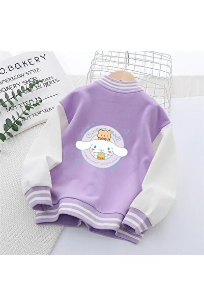 MECH BUTİK Cinnamoroll Printed Lilac College Jacket College Coat