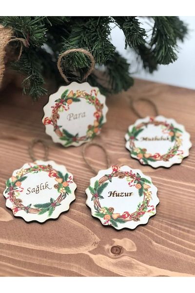 Masalsı Concept Christmas Tree Ornament with Health, Money, Happiness and Peace Written on it