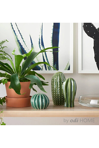 IKEA Dekoratif Aksesuar Kaktüs Seti 3 Parça Stoneware 18 cm