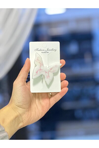 schkırt فراشة أحسب اللون الأبيض الوردي مخطط مشرق الايبوكسي كبير كوليت مشبك هد...