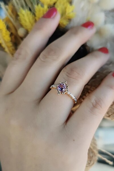 Utku Kuyumculuk 14 Ayar 0,47 Ct Ametist Taşlı Ve 0,11 Ct F Rengi Pırlanta Taş...