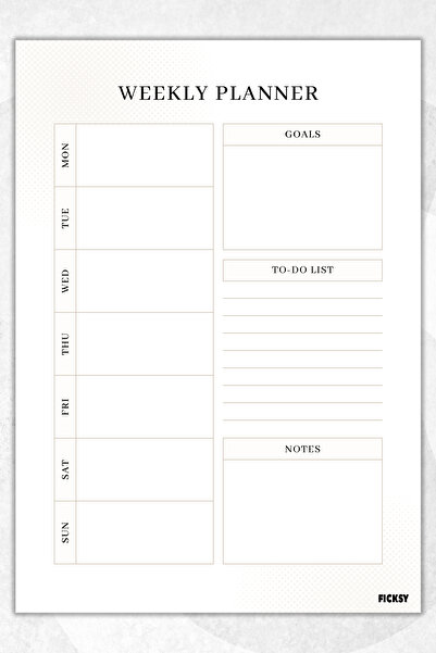 Ficksy مخطط أسبوعي - مقاس A4 - 30 ورقة - مخطط أسبوعي