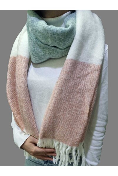 Trenderrs Φουλάρι από μαλακό μαλλί - καρό σάλι ώμου με φούντες