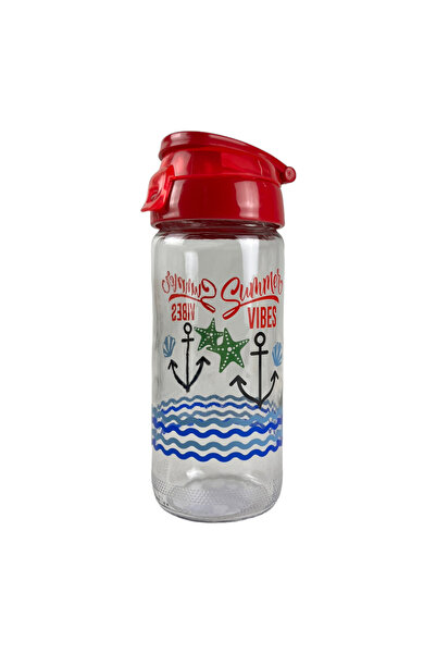 Cam Matara Cam İçecek Matarası Şişesi Sporcu İçecek Matarası 500ML Kırmızı