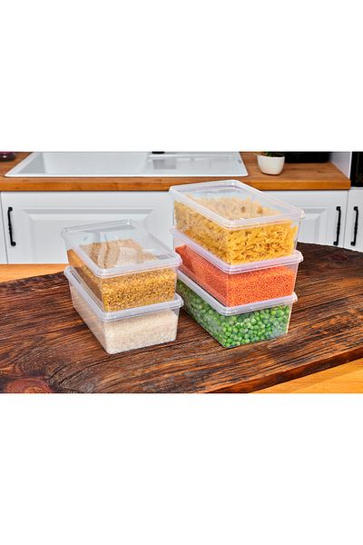 Codemfire Storage Container Food Storage Container 5 Pieces 2000 ml Lockable Freezer with Lid Suitable for Food (23X14X8CM)
