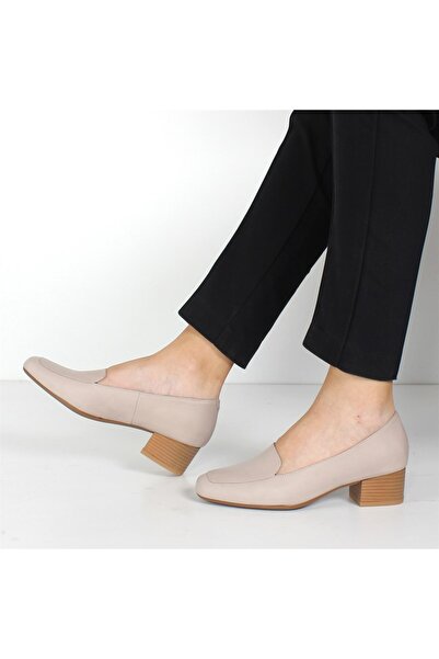Celal Gültekin Bej Topuklu Kadın Deri Ayakkabı 669 22608-16521