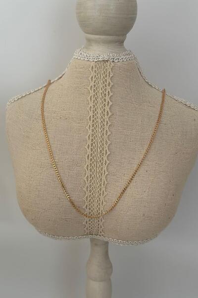 MyladyAccessoriess قلادة رفيعة من الفولاذ بسلسلة عتيقة (60 سم)