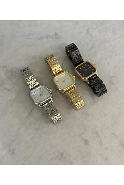 MyladyAccessoriess ساعة كلاسيكية مربعة باللون الأسود