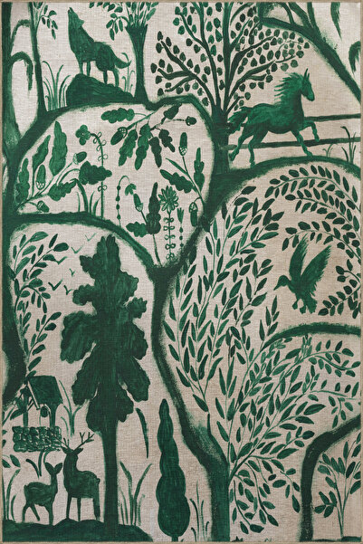 Rugs Modern Halı Μοντέρνο διακοσμητικό χαλί με πράσινο θέμα, σχέδιο άγριας ζο...