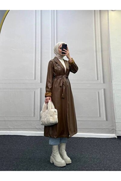 Esre Store 4461 - Deri Trençkot Kahverengi