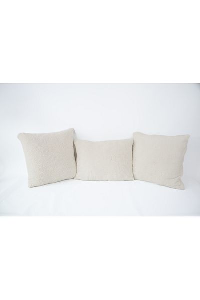 Skhome Double Sided Lamb Plush Teddy Puffy Fleece 3-Piece 2 Square 1 Rectangular Throw Pillow Cover (2k1dPuffy01)