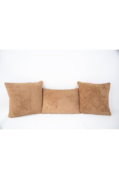 Skhome Διπλής όψης Lamb Plush Teddy Puffy Fleece 3 τεμαχίων 2 τετράγωνο 1 ορθογώνιο κάλυμμα μαξιλαριού (2k1dPuffy03)