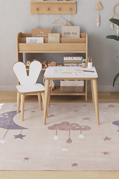 OBİ Atölye Çocuk Oyun Aktivite Masası 45x45 Cm - Kağıt Rulo Set - Montessori Sandalye Çalışma Masası