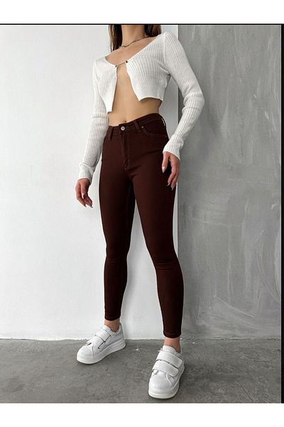 QİSSO Кафяви панталони с висока талия - Skinny Leg Slimmer