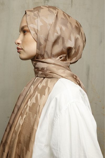 VALORSCARF Μεταξένιο σάλι ζακάρ με μοτίβο βιζόν - Houndstooth