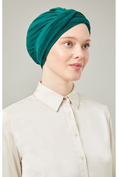 Melodi Scarf حجاب نسائي ملفوف بونيه أخضر زمردي
