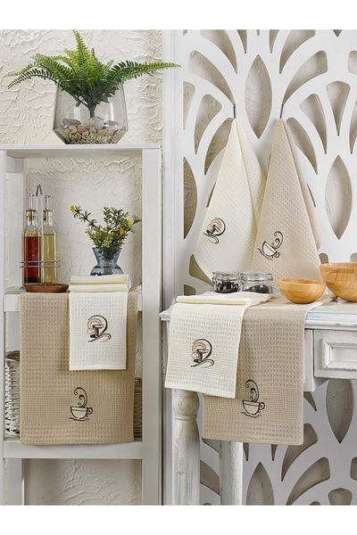 TİNİMİNİ HOME Бродирани цветни кухненски кърпи за сушене 6 бр