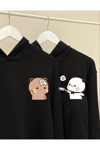 Mythologie Bubu Dudu Chef Lover Couple Combination Φούτερ - Μαύρη στάμπα Oversize Hooded