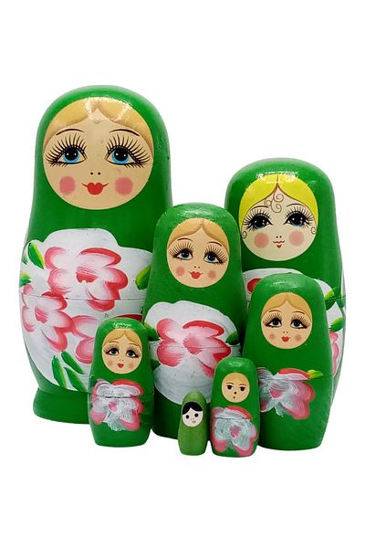 Dünyadan Hediyeler Wooden Matryoshka Baby Set of Seven Green