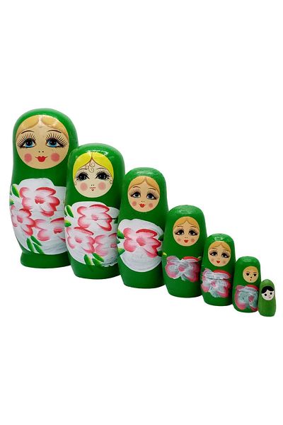 Dünyadan Hediyeler Wooden Matryoshka Baby Set of Seven Green