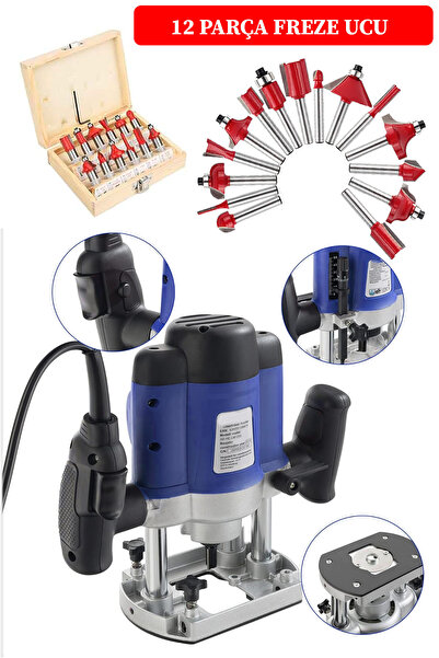 DEKO TURKEY Büyük Boy Çift Kollu Kenar Frezesi Ahşap Dik Freze 6 Kademe Devir...