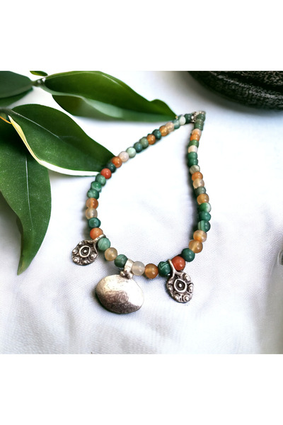 Birtakı'm Şeyler Special Design Only 1Pc Agate Stone Handmade Necklace