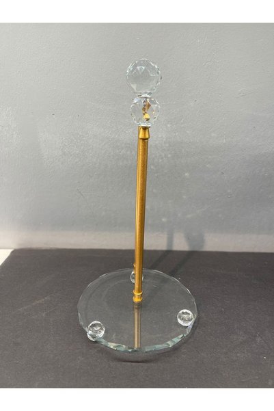 Peramari Decorative Crystal Glass-Metal Double Towel Holder Gold