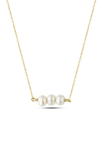 MySilvers Gümüş Choker Üçlü İnci Kolye