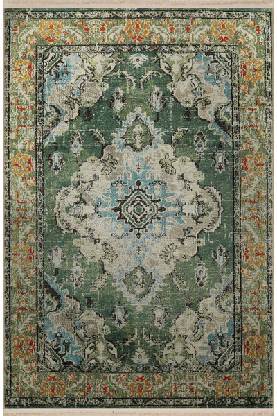 Rugs Modern Halı Yeşil Temalı Çok Renkli Geleneksel Motif Etnik Desenli Vinta...